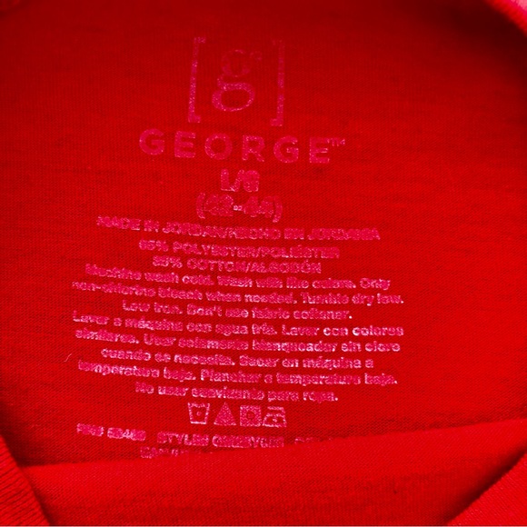 George Tee Solid Red Shirt Top Sz. Large - Picture 2 of 7